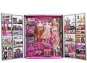 SK TOY ZONE Kid New Girl's Fashion Doll with Dresses Makeup and Doll Accessories Style Wardrobe Doll Set (Multi)