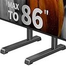 AX WABER Universal Table Top TV Stand Base Replacement for Most 24 to 86 Inch LCD LED TVs, 7 Height Adjustable TV Legs with Cable Management Hold up to 132lbs, Max VESA 800x600mm, Black AX10TB01