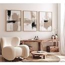Beige Abstract Wall Art Painting Set of 3 Neutral Canvas Wall Art Prints Black Beige Modern Wall Decor Minimalist Art Pictures Abstract Modern Artwork for Room Bedroom 12x16 Inch Unframed