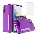 Asuwish Phone Case for Samsung Galaxy S20 FE 5G 6.5 inch with Screen Protector Cover and Cell Accessories Card Holder Slot Kickstand S 20 EF UW S20FE5G S20FE 20S S2O Fan Edition 4G Women Men Purple