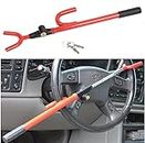 AutoBizarre Anti-Theft Adjustable Car Steering Wheel Lock Security System for All Cars (Red)