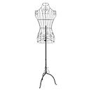 Youyijia Dressmaking Mannequin Female Mannequin Stand Adjust Height Tripod Dress Stand Mannequin Torso Body with Metal Wire Busts Stand for Clothing Display Black