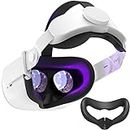 SUPERUS Head Strap & Silicone Face Cover Pad Compatible with Oculus/Meta Quest 2 Accessories, Enhanced Comfort, and Keep Your VR Headset Sweat-Free (Black)