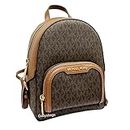 Michael Kors Jaycee mini XS Brown Signature PVC Zip Pocket Shoulder Backpack Bag