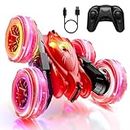 Remote Control Car, Rechargeable Fast Direct Charging RC Cars with Colorful Linght, Double Sided 360° Flips RC Stunt Car 2.4Ghz 4WD All Terrain RC Race Car Toy Xmas Gift for Boys and Girls Aged 3-12