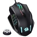 Redragon Impact RGB LED MMO Mouse with Side Buttons Laser Wired Gaming Mouse with 12,400DPI, High Precision, 18 Programmable Mouse Buttons