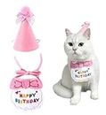 ROHOME Pet Cat Dog Happy Birthday Bandana Scarfs and Party Hat Mini Doggy Cat Birthday Party Decoration Pet Birthday Outfit Pet Costumes Headwear Accessories Pink A