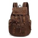 AUGUR Canvas Backpack,17 inch Laptop Backpack Vintage Canvas Leather Backpacks Casual School College Bag Pack Bookbag Hiking Travel Rucksack Daypack (L-Coffee)
