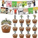 VARACL 14 piezas de Pixel Miner Craft Game Cupcake Toppers Birthday Party Banners, Pixel Miner Crafting Banners Video Game Cupcake Toppers for Pixel Video Game Party Decorations Supplies