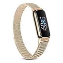 Leonids Metal Bands Compatible with Fitbit Luxe, Stainless Steel Mesh Woven Adujstable Wristband Replacement Watchband for Women Men (Rose Gold)
