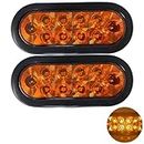 All Star Truck Parts [2x Amber 6" Oval 10 LED Trailer Signal Mid Turn Stop Turn Tail Indicator Light Kit DOT Certified With Grommets & Plugs IP67 Waterproof Headache Rack Backrack Truck Camper RV 12V