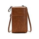 Kememo Crossbody Phone Bag for Women, PU Leather Ladies Cross Body Handbags Mobile Phone Pouch with Adjustable Strap Card Slots, Small Cellphone Shoulder Bags Coin Purse Wallet Gifts for Women, Brown