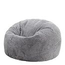 icon Kingston Large Bean Bag, Jumbo Cord Bean Bag, Charcoal Grey, Bean Bag chair for Adults with Filling Included, Comfortable Lounging Chair for All Ages