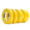 Graff-City Q1 Painters Yellow Masking Tape Bundle 4 x 50 Metre Rolls 18mm 24mm 36mm & 48mm Painting & Decorating For Sharp Lines and No Paint Bleed
