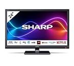 SHARP 1T-C24EE7KC2FB 24” Inch Smart HD Ready LED TV With DTS Virtual:X, Dolby Digital/Dolby Digital+, 3 HDMI ports, 2 USB ports, Build in WiFi, Netflix, Prime Video, YouTube, Black