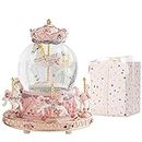 LOVE FOR YOU Gift Wrapped Music Box Carousel Horses Color Lights Unicorn Musical Snow Globe for Girls and Women Baby Kids Sister Niece Daughter Mom Granddaughter Grandma Birthday Mothers Day Present