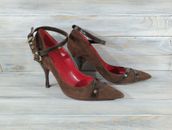 Cesare Paciotti Women's Shoes With Heels And With A Strap Brown Suede Casual