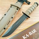Ka-Bar Fighting Fixed Knife 7" 1095 Cro-Van Carbon Steel Blade Tan Rubber Handle