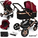KABUCHI® Newborn Baby Pram Pushchair Buggy Stroller 3in1 Travel System Car Seat