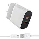 Dual Port Charger for Microsoft Lumia 650 Dual SIM Charger Original Adapter Like Wall Charger | Android Mobile Fast USB Charger with 1 Meter Micro USB Charging Data Cable (3.4 Amp, S2, White)