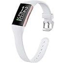 GEAK Compatible with Fitbit Charge 3 Bands for Women Men, Slim Soft Silicone for Fitbit Charge 3 Bands/Charge 3 SE/Charge 4 Smart Watch Band, Small White