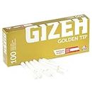100 x Gizeh Golden Tip Cigarette Filter Tubes - 100-Count King Size MAKE YOUR OWN Cigarette Tubes with Filters - Premium Quality Tobacco Rolling Papers - Smooth Smoke
