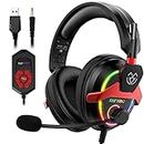 Tatybo Gaming Headset with 7.1 Surround Sound for PC PS4 PS5, USB & 3.5mm PC Headset with Noise Cancelling Microphone, Gaming Headphones for Switch Laptop Xbox one