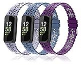 Nigaee 3 Pack Elastic Nylon Bands & Lace Silicone Bands Compatible with Fitbit Inspire 3/Inspire 2/Inspire HR/Inspire,Adjustable Breathable Replacement Straps Soft Nylon Loop & Slim Silicone Wristbands for Women Men