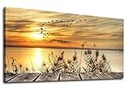 Canvas Wall Art Lake Sunset Large Landscape Canvas Artwork Nature Pictures Contemporary Wall Art Decor for Living Room Bedroom Decoration 20" x 40"
