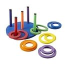 GISCO 16 Pc Foam Ring Toss Game, Fun Throwing Game for Indoor/Outdoor Family Fun Ring Target Game for Infants Learning Activity for Kids- Multi Color