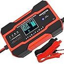 10-Amp Car Battery Charger, 12V and 24V Smart Fully Automatic Battery Charger with Temperature Compensation for Car Truck Motorcycle Marine Lead Acid Batteries