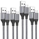 VOXON Micro USB Cable Charger Cable [4-Pack/3.3ft*2, 4.9ft, 6.6ft] Durable Nylon Material Charger Cable, 2.4A Fast Android Charger Sync Cable Compatible with Samsung Galaxy, HTC, Sony, PS4, Kindle