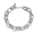 UNY Bracelet Designer Brand Inspired Antique Women Jewelry Double Cable Link Wire Vintage Valentine (Silver)
