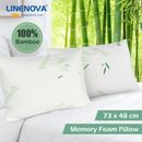 Bamboo Pillow Memory Foam Pillows for Back Side Sleeper Medium Firm Profile Soft