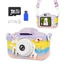 Kids Camera for Girls Age 3-6,Kids Digital Camera for 7 8 9 10 12 Year Old,Children HD Digital Video Camcorder Camera, Christmas Birthday Gift for Kids with 32GB SD Card (Rainbow)