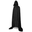 KINBOM Halloween Hooded Cloak, Velvet Cloak Vampire Witch Costume Long Cape for Adults Christmas Halloween Cosplay (Black)