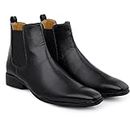 OGENKI Men's Chelsea Boots | Men's Height Increasing Elevator Latest Faux Black Leather Office Wear Chelsea Boot