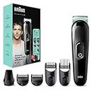 Braun 6-in-1 All-In-One Series 3, Male Grooming Kit With Beard Trimmer, Hair Clippers & Precision Trimmer, 5 Attachments, Gifts For Men, UK 2 Pin Plug, MGK3221, Black/Volt Green