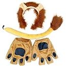 DKDDSSS 4 Piece Lion Costume Accessory Kit, Lion Ears Costume, Lion Costume for Adults, Animal Costume, Animal Ears, Animal Headband, Lion Ears, Animal Ears and Tail for Adults Fancy Dress Costume