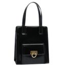 Salvatore Ferragamo Gancini Hand Bag Leather Black Auth bs9434