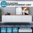 Floating Entertainment Unit High Gloss Modern TV Cabinet w/ Compartment Storage
