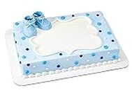 DecoSet® Blue Baby Booties Cake Decoration, 1 Piece Cake Topper, for Baby Shower, Birthday, Baby Celebration, Food Safe Molded Plastic, Post-Party Keepsake
