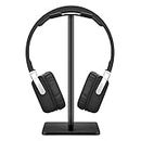New bee Headphone Stand Headset Holder Earphone Stand with Aluminum Supporting Bar Flexible Headrest ABS Solid Base for All Headphones Size (Black)