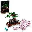 LEGO Icons Bonsai Tree, Features Cherry Blossom Flowers, DIY Plant Model for Adults, Creative Gift for Home Décor or Office Art, Botanical Collection Building Set, Gift for Mother's Day, 10281