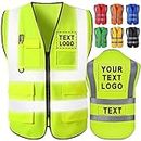 Custom Safety Vest for Men with Logo Customizable High Visibility Reflective Safety Vest with Pockets Adult Unisex