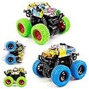 Shayson Monstertruck Auto Spielzeug, Spielzeugautos Monster Trucks für 3+ Jahre Kinder Geschenk, Aufziehauto LKW Reibungsbetriebene Rennwagen Zurückziehen, 360 Grad Rotierende, 2 Stück
