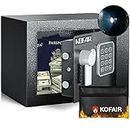 KOFAIR Small Safe Box for Home Safe (0.23 Cubic Feet) with Fireproof Bag, Personal Safe Box for Money Safe for Cash Saving, Mini Safe Box with Key, Digital Safety Box with Light, Money Lock Box
