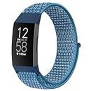 AVOD Nylon Watch Bands Compatible with Fitbit Charge 4/Charge 3/SE, Soft Replacement Wristband Breathable Sport Strap with Band for Women Men (Cape Blue)
