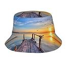 Modular Dumbbells Printed Bucket Hats Fashion Sun Cap,Outdoor Fisherman Hat for Women and Men,for Summer Beach, Lake Under Sunset, One Size