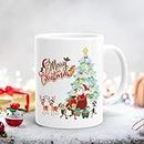 Gift Arcadia Merry Christmas and New Year White Printed Ceramic Coffee Cup & Mug 325ML | Gift for Christmas and New Year | Best Gift (CH-03 White)